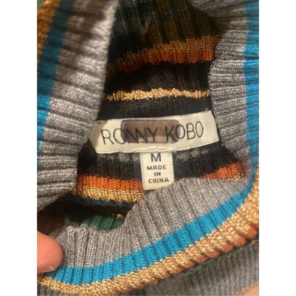 Ronny Kobo Tanysha Sweater Dress Striped Glitter Stretch Knit Dress Size 6 - Picture 8 of 8